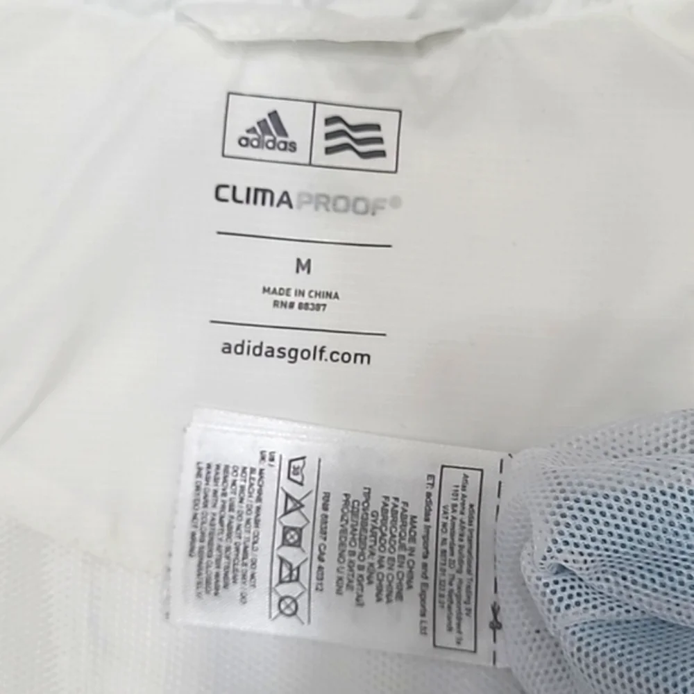 Adidas Climaproof Golf Jacket Full Zipper Windbreaker Water Resistant Crewneck